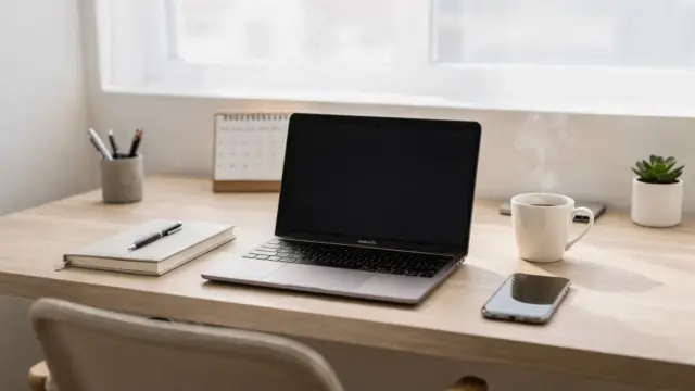 Homeoffice mit Laptop und Kalender zum Thema Unternehmertum als Lebensstil und Selbstständigkeit