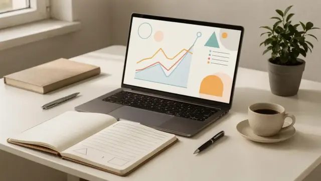 Laptop und Notizbuch zur Affiliate-Thema-Findung mit Suchpotenzial
