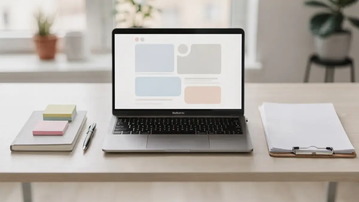 Schreibtisch mit Laptop und Notizen zum Thema Affiliate-Links korrekt kennzeichnen