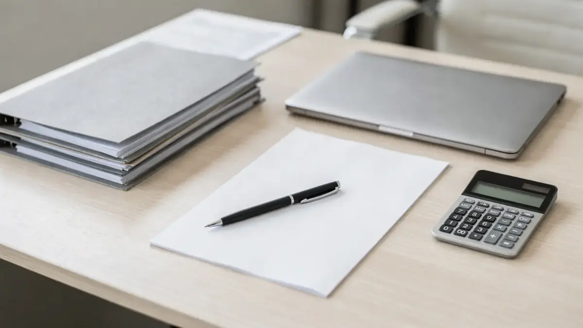 Businessplan auf einem Schreibtisch bei der Prüfung durch eine Förderstelle