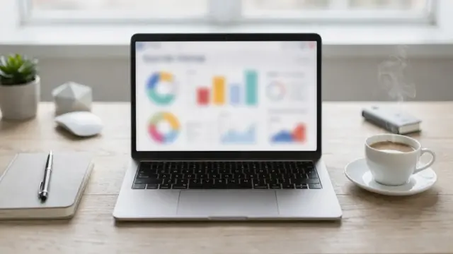 Arbeitsplatz mit Laptop und Analyse-Notizen zur Nische für Online-Business finden
