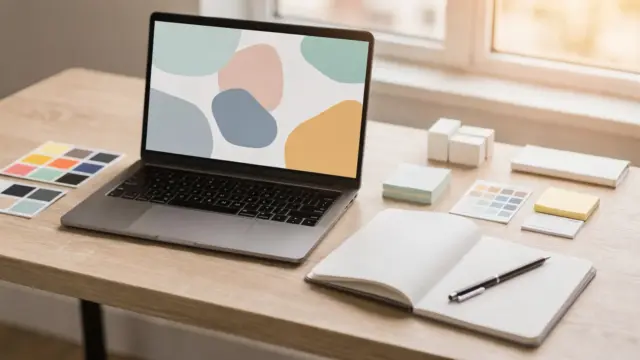 Marketing-Workspace mit Laptop und Notizen zum Thema Storytelling Marketing