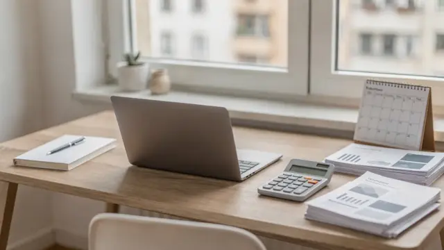 Homeoffice mit Laptop und Unterlagen zum Gründungszuschuss und zur Existenzgründung