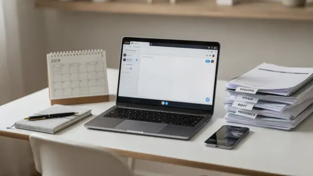 Schreibtisch mit Laptop und Kalender zum Thema Auftragsflaute als Selbstständiger