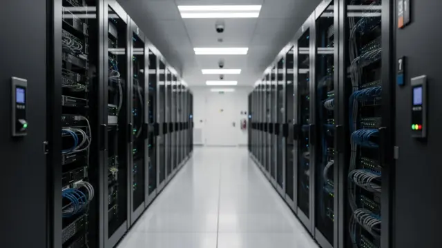 Serverraum mit Racks als Motiv zu DSGVO und Serverstandort bei Tools