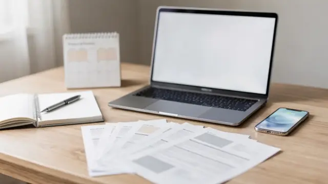 Home-Workspace mit Laptop und Unterlagen zum Thema Nebenjobs-Einstieg