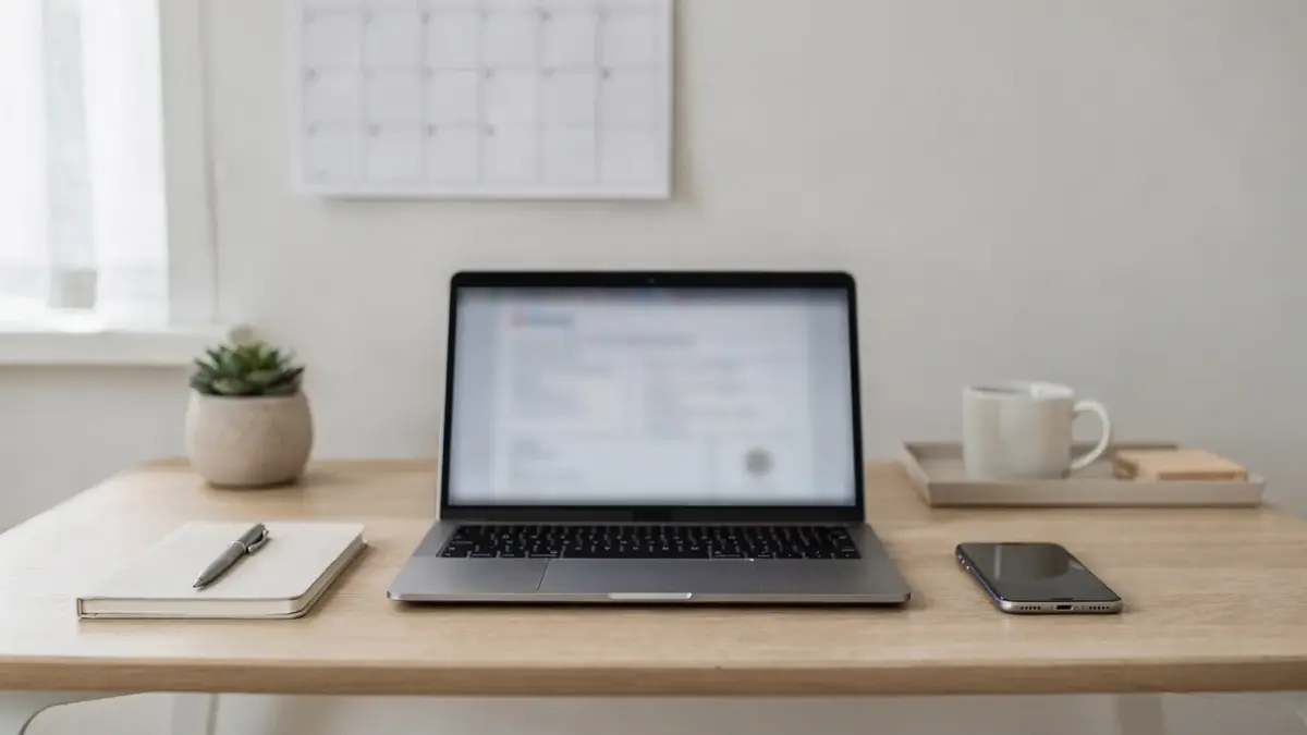 Homeoffice mit Laptop und Kalender zum Thema Freelancing neben dem Job