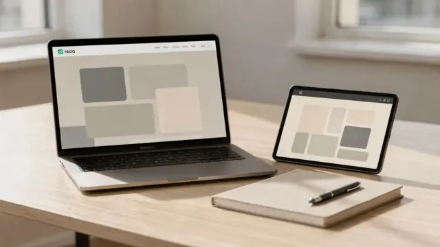 Laptop und Tablet auf Schreibtisch zum Thema WordPress vs. Baukasten im Vergleich