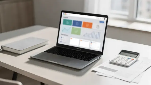 Laptop auf Schreibtisch mit Marketplace-Dashboard zum Thema Marktplätze für Nebeneinkommen und Zusatzverdienst