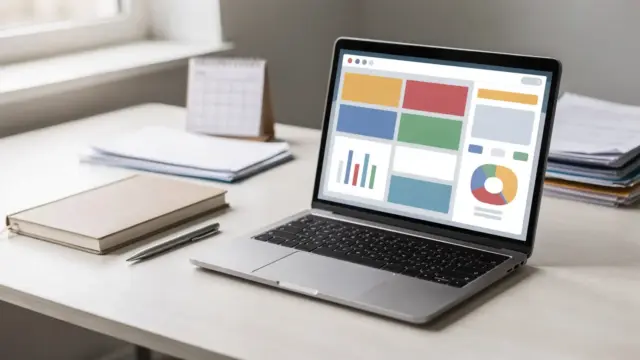 CRM-Tools für kleine Unternehmen auf einem Schreibtisch mit Laptop und Büroausstattung