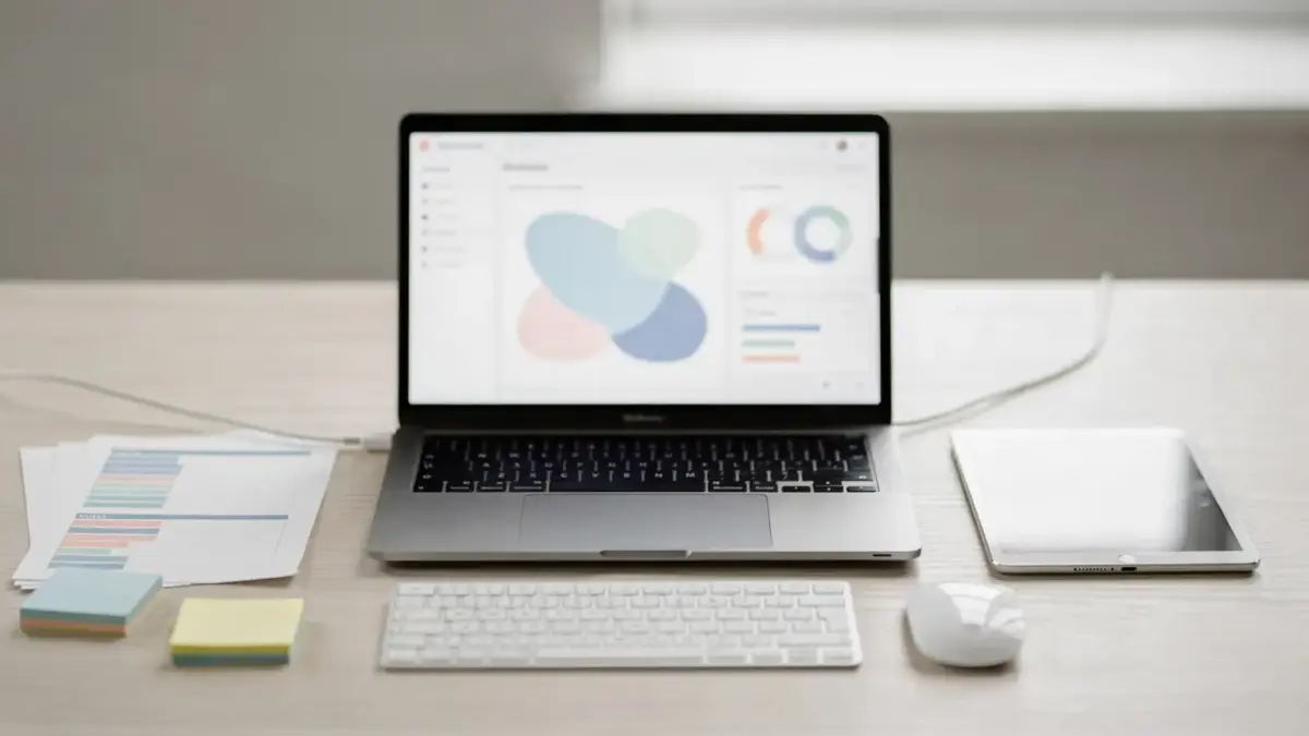 Laptop mit Update-Dashboard für die Aktualisierung digitaler Produkte