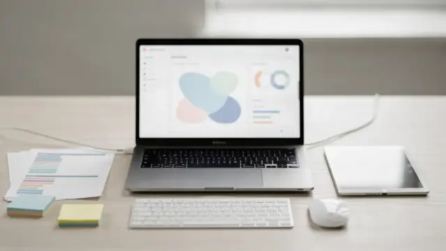 Laptop mit Update-Dashboard für die Aktualisierung digitaler Produkte