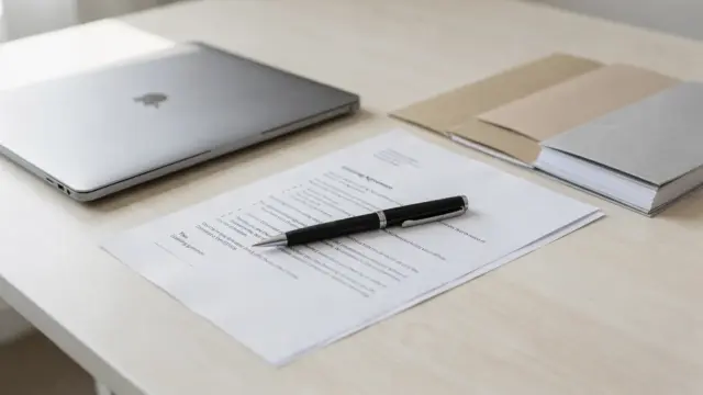 Schreibtisch mit Laptop und Vertragsunterlagen zum Thema Einkommen mit Lizenzen und Nutzungsrechten