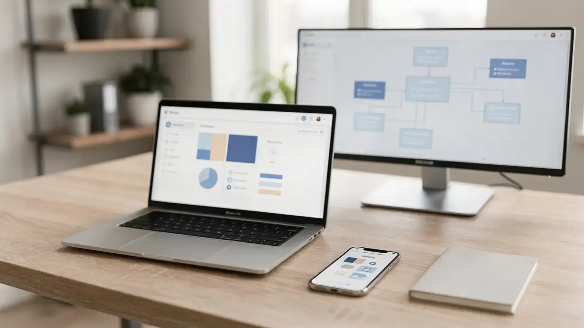 Laptop mit Sitemap-Diagramm auf dem Bildschirm zum Thema XML-Sitemap aktualisieren